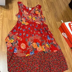 red patterned dress